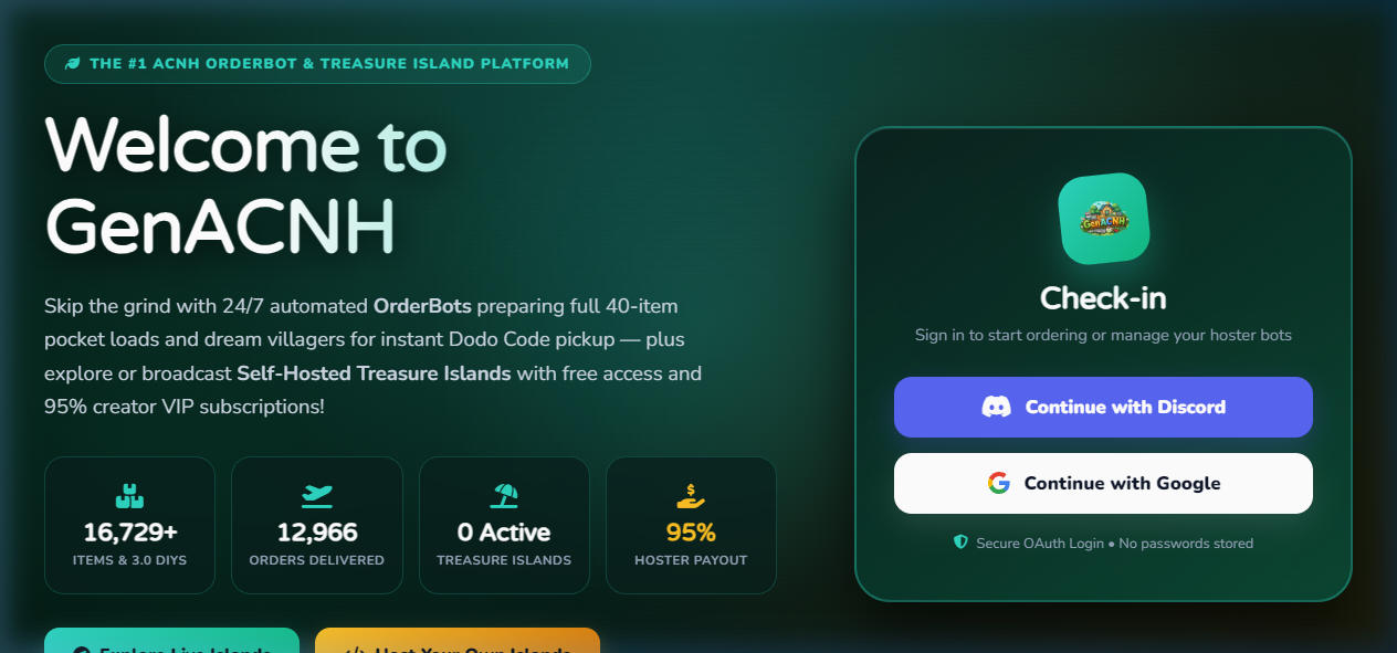 GenACNH.com Platform Screenshot